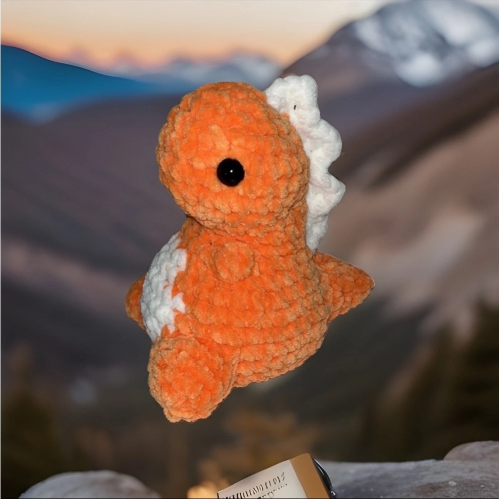 Orange Dinosaur Crochet Plushie